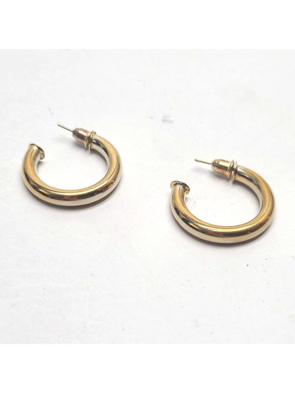 925 Sterling Silver Vermeil Thick Hoop Earrings Tubular 1" Round Hoops, modern